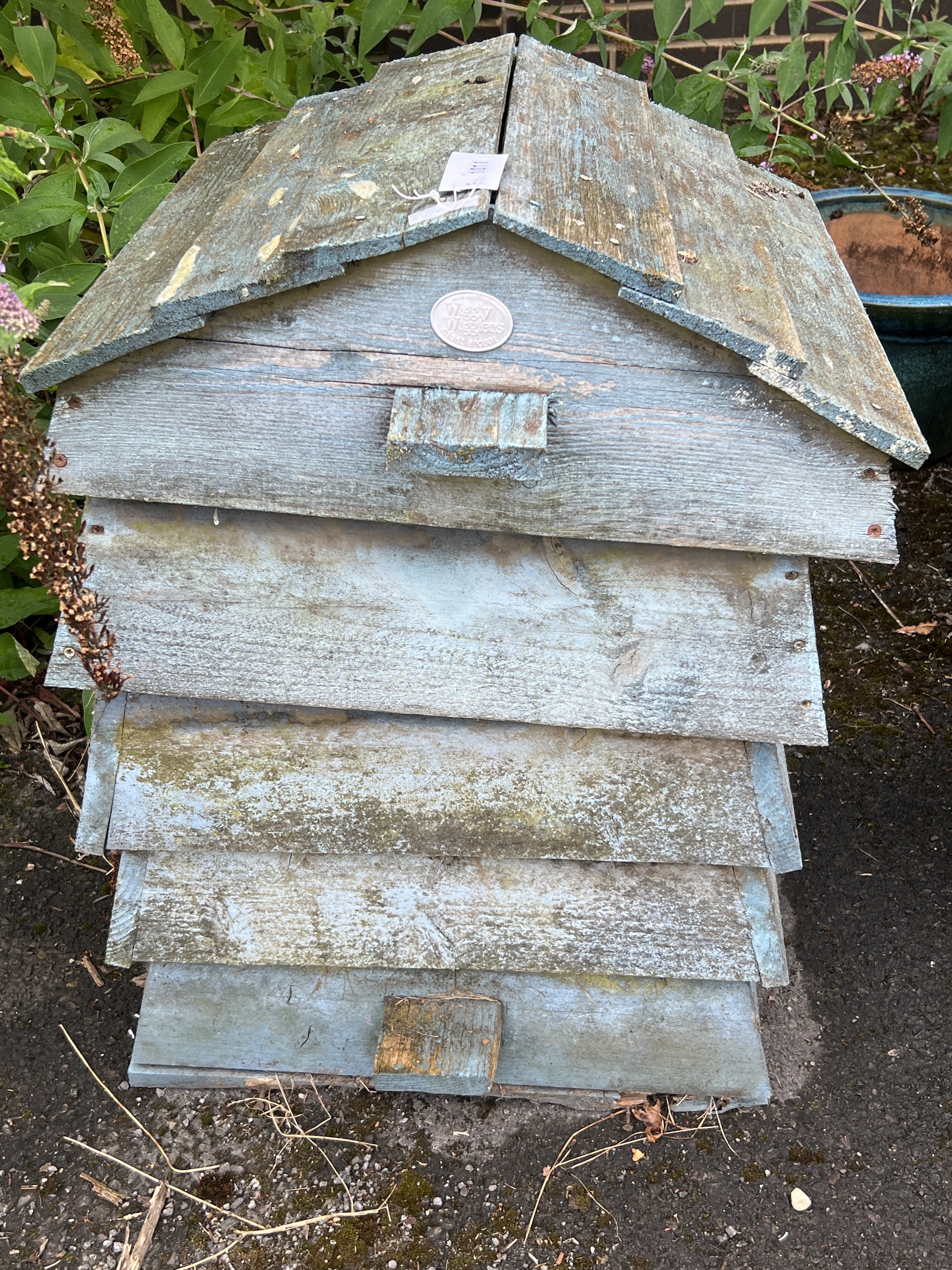 A painted wooden bee hive by Wiggly Wigglers, width 60cm, depth 55cm, height 78cm